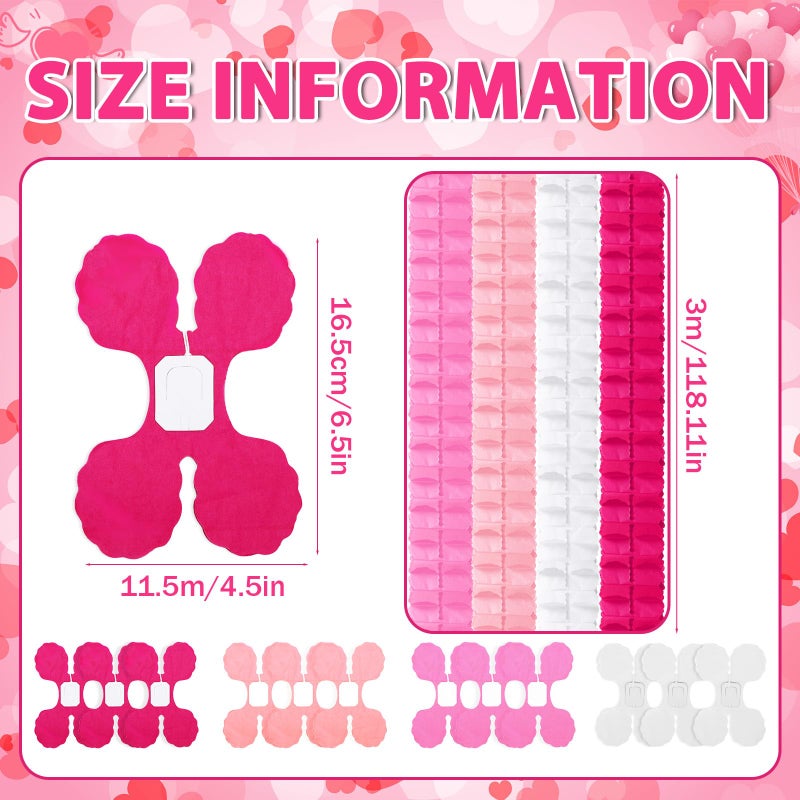 JULMELON Valentines Day Garland, 12 Pack Valentines Streamers, 9.84ft Four-Leaf Clover Hanging Banner for Valentine's Day Wedding Baby Shower Birthday Party Decorations (Pink, White, Rose Red) - Image 2