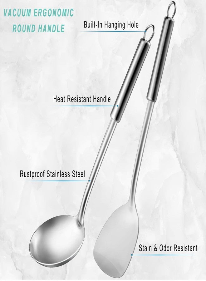 Pleafind 2-Pcs Ladle and Spatula, Soup Ladle and Spatulas, Stainless Steel Spatula and Spoon Sets, Cooking Utensils Set, Wok Spatula and Wok Ladle for Home and Restaurant, Dishwasher Safe - Image 3