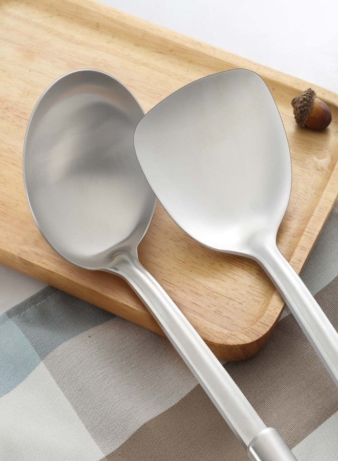 Pleafind 2-Pcs Ladle and Spatula, Soup Ladle and Spatulas, Stainless Steel Spatula and Spoon Sets, Cooking Utensils Set, Wok Spatula and Wok Ladle for Home and Restaurant, Dishwasher Safe - Image 4
