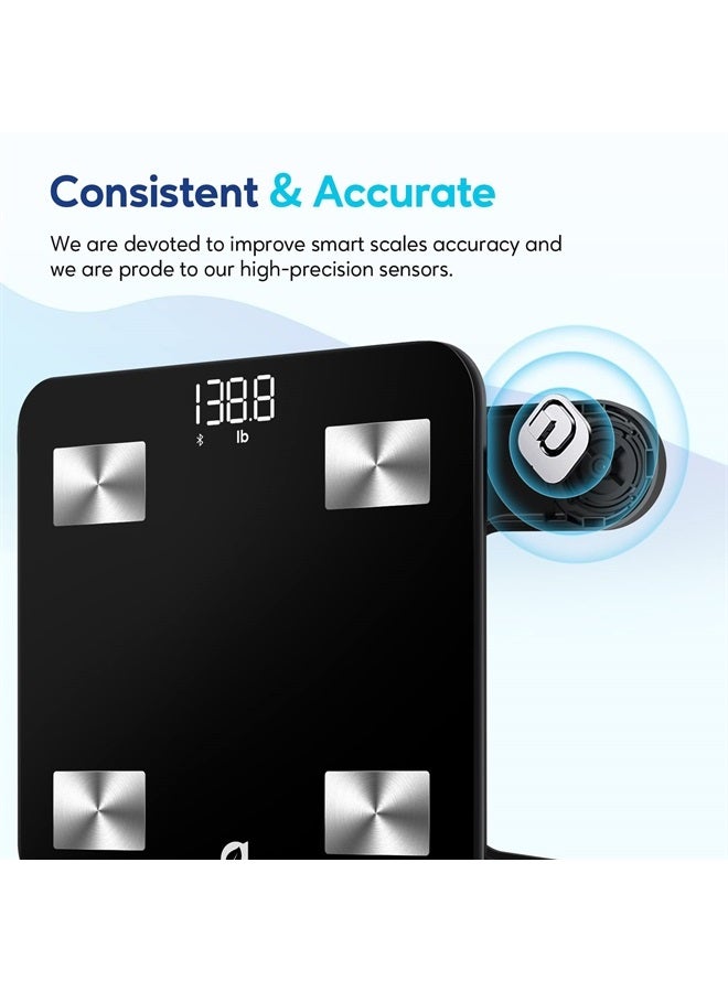 Scale for Body Weight, Smart Weight Scale, Bluetooth Bathroom Scale, Accurate Digital Scale, 14 Body Composition Analysis, 400lbs, Black