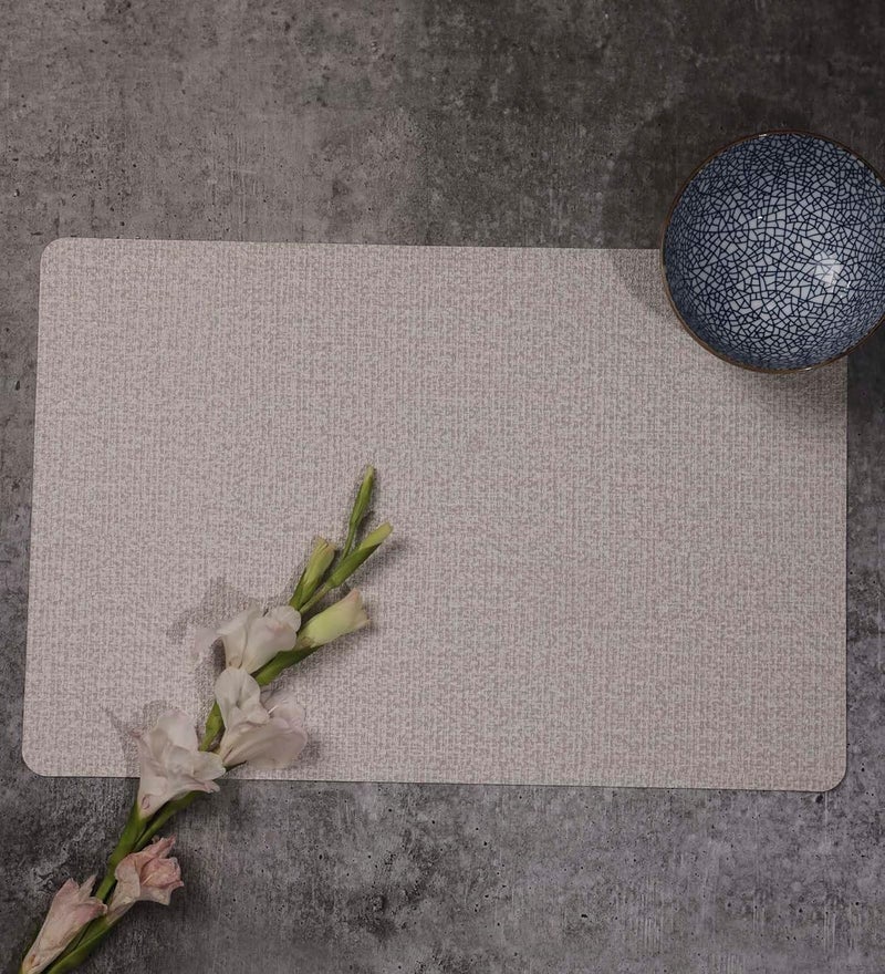 OBSESSIONS Set of 6 Premium Beige PVC Table Placemats 30x45 cm Heat Resistant Water Repellent Wipeable Stain Resistant and Easy to Maintain Perfect for Protecting Your Dining Table - Image 1