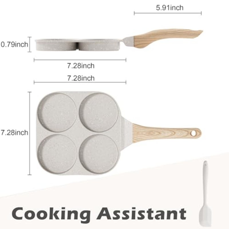 4 Cup Egg Pan, Nonstick Premium Egg Pan, Healthy Egg Frying Pan for Breakfast, Sandwich, Hamburger, Pancake, Granite Skillet Omelette Pan, Suitable for Gas Stove and Induction Cookware - Image 2