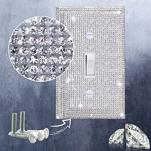 Gaocai Shiny Silver Rhinestones Wall Plates Light Switch Decorative Cover Plate Single Toggle Rhinestones Outlet Covers Wall Plate - Image 3