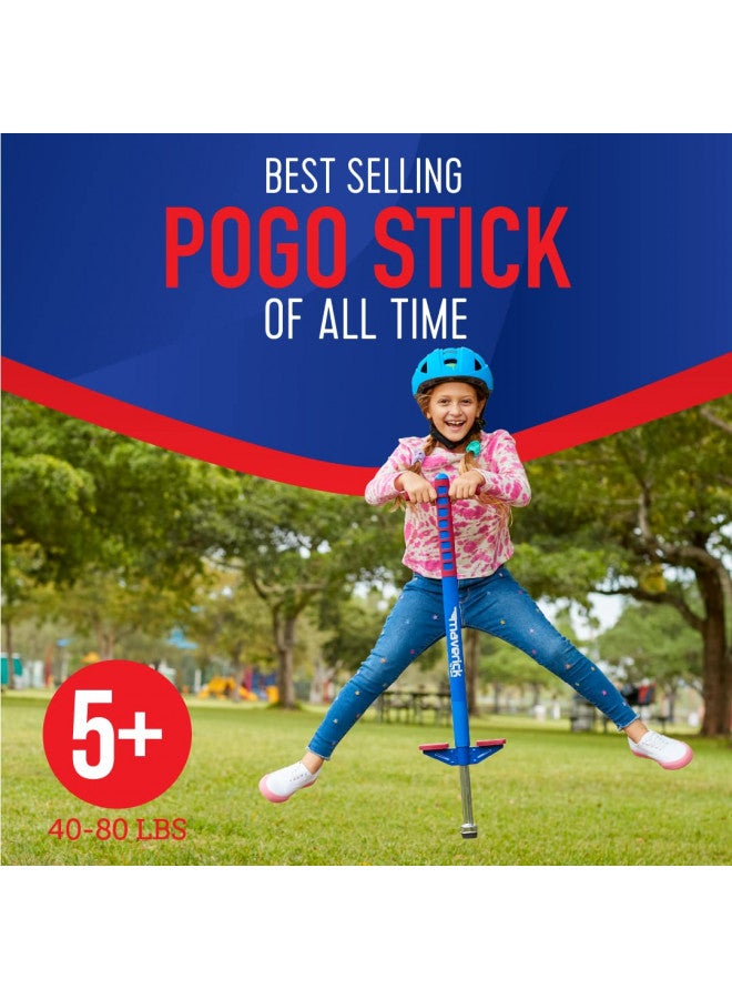 Flybar Flybar Maverick Pogo Stick for Kids Ages 5+, 40 to 80 Pounds, Perfect for Beginners, Easy Grip Handles, Anti-Slip Pegs, Outdoor Toys for Boys, Jumper Toys for Girls, Outside Toys for Kids (Red/Blue) - Image 2