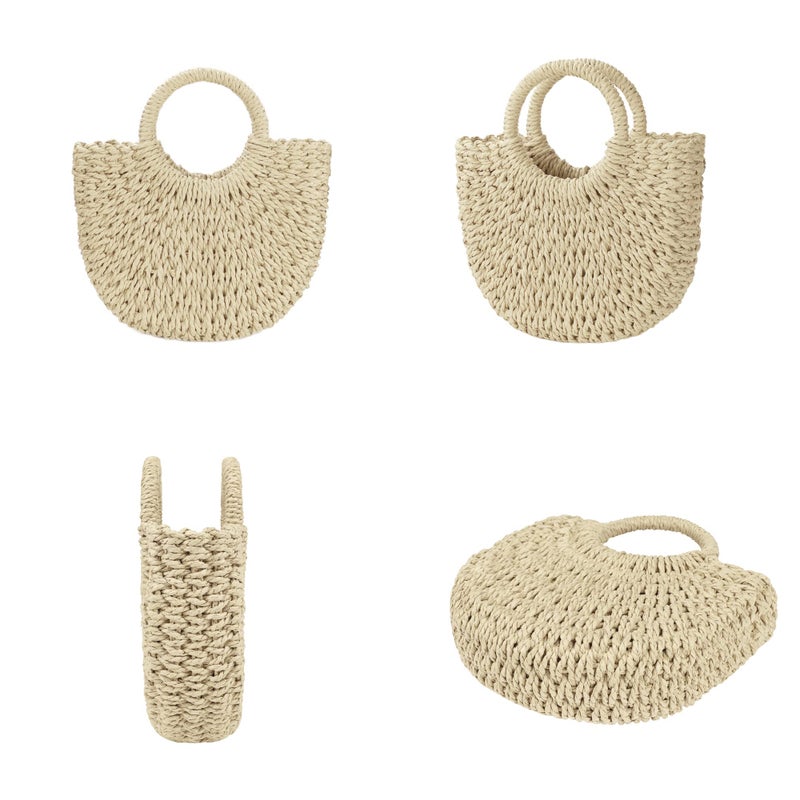 Youjaree Womens Small Straw Crossbody Handbag Handmade Woven Shoulder Bag Purse for Summer (Beige) - Image 3
