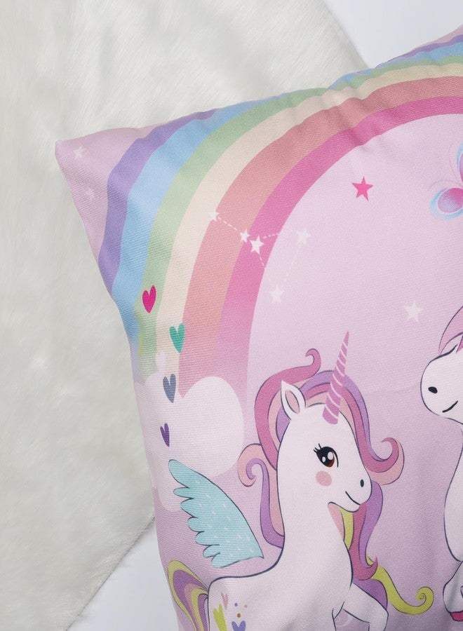 Bonhause Unicorn Throw Pillow Covers for Kids Rainbow Pink Pillow Covers for Girls Bedroom Decor 18x18 Set of 4 - Image 4