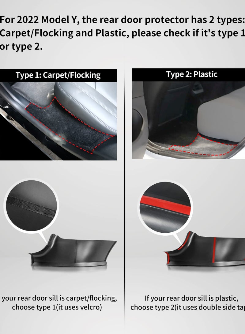 SOLARAE Tesla exterior modification accessories, Door Sill Protector for 2023 Tesla Model Y 5 Seater (Not fit 7 Seater) Matte TPE & ABS Front and Rear Door Entry Guard Scuff Plate Accessories Carpet Rear Sill - Image 4