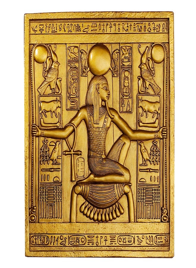 Design Toscano WU68176-Parent Egyptian Temple Stele Tutankhamen Plaque,Full Color 10 Inch - Image 1
