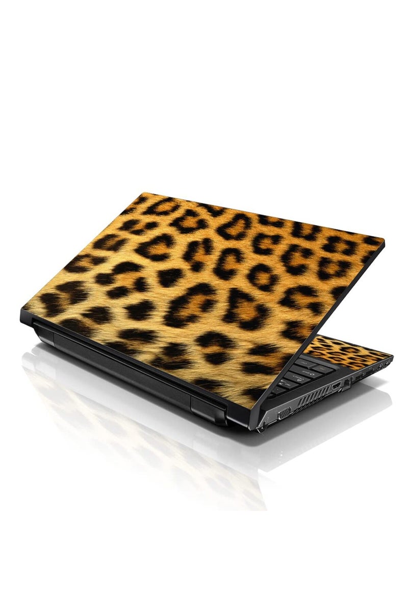 Lss غطاء لابتوب لاصق LSS 15 مقاس 15.6 بوصة متوافق مع 13.3" 14" 15.6" 16" من HP و Dell و Lenovo و Apple و Asus و Acer (يشمل وسادتين للمعصم مجانًا) - طباعة نمط الفهد - Image 1