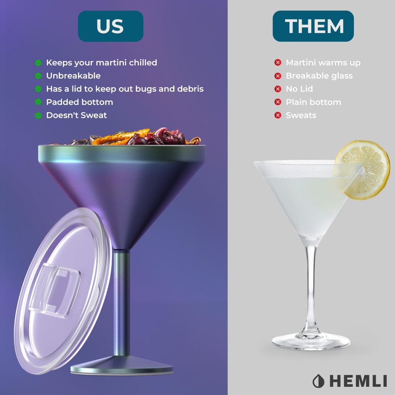 Hemli Martini Glass, Stainless Steel Insulated Martini Tumbler, Cocktail Cup - Image 4