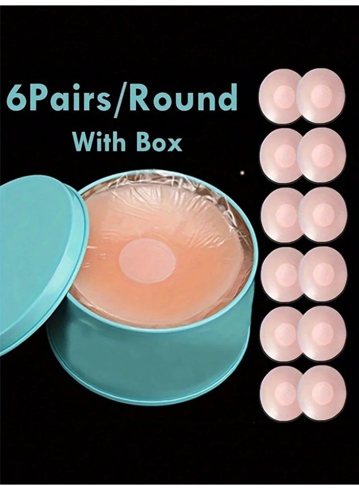 Shein 6 Pairs Reusable Round Silicone Nipple Covers - Invisible, Comfortable with Storage Box - Image 1