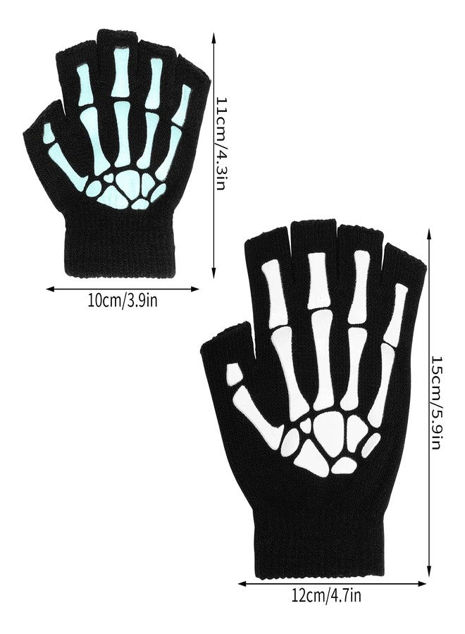 Tongcloud 6 Pairs Unisex Stretchy Hand Warmer Skeleton Knit Glow in The Dark for Adult and Kids - Image 2