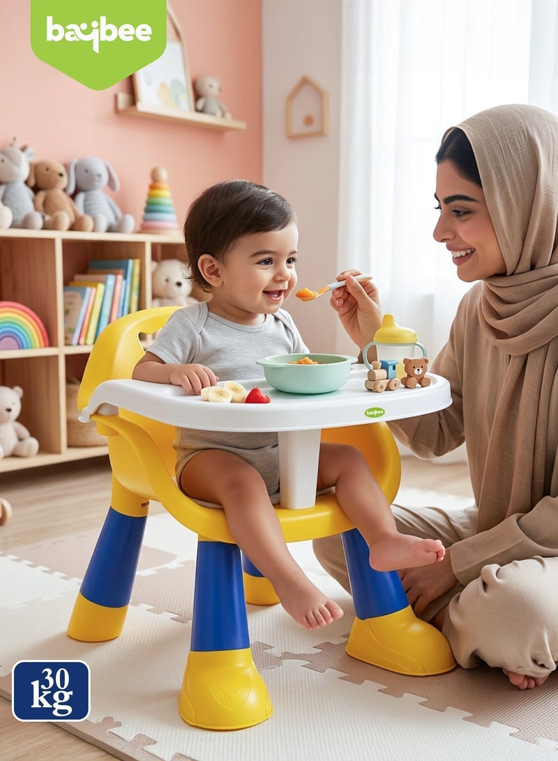 Baybee Kids Booster Seat for Baby with Feeding Tray | Portable Baby Feeding Chair & Dining Seat for Toddlers | Baby Chair with Food Tray | Baby Booster Chair for Eating Home Travel suitable for 1 to 5 Years Yellow - Image 2