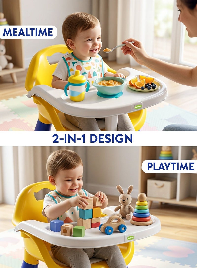Baybee Kids Booster Seat for Baby with Feeding Tray | Portable Baby Feeding Chair & Dining Seat for Toddlers | Baby Chair with Food Tray | Baby Booster Chair for Eating Home Travel suitable for 1 to 5 Years Yellow - Image 4