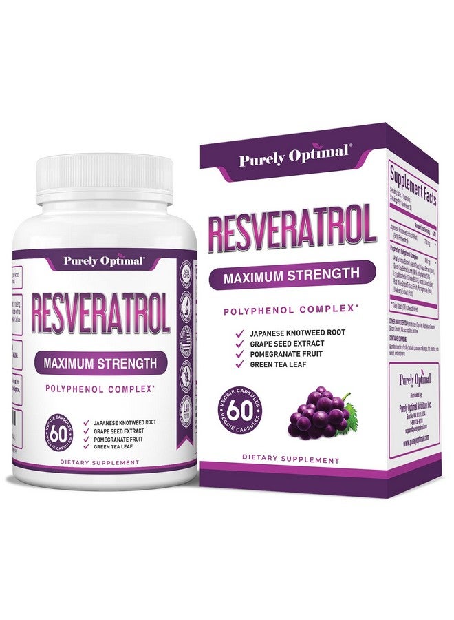 Purely Optimal Resveratrol 1500mg - High Potency Trans-Resveratrol Supplement with Polyphenols, 60 Vegan Capsules - Supports Graceful Aging, Vitality, Immune Function & Total Body Wellness - Image 1
