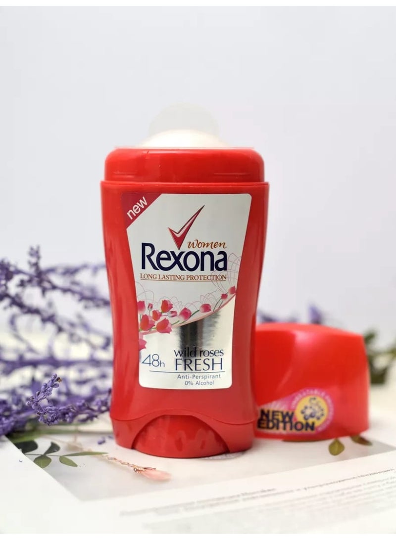 Rexona Women Deodorant Stick Wild Roses Fresh 48H Protection Alcohol Free - Image 2