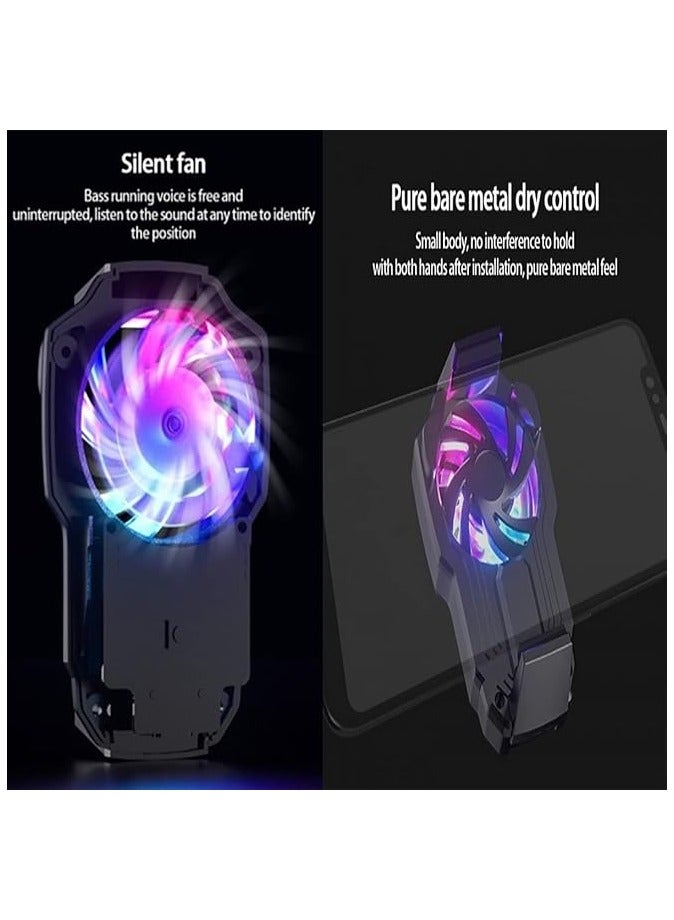 إندر مشعاع تبريد عالمي للهاتف المحمول FL05 + زوج واحد من أكمام أصابع الألعاب، تعديل الرياح قابل لإعادة الشحن مع مروحة تبريد ألعاب PUBG بإضاءة خلفية RGB، مبرد ألعاب لوحة الألعاب المحمولة (حزمة-1) - Image 2