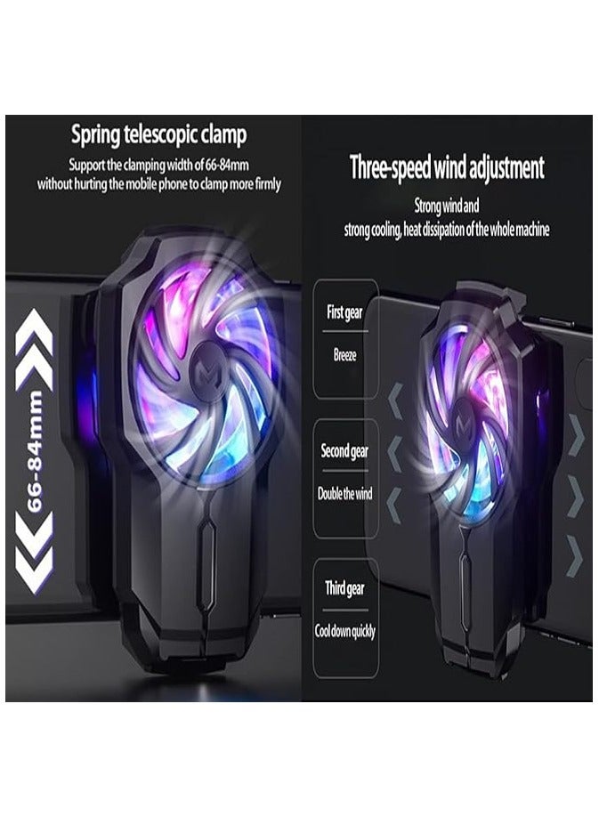 إندر مشعاع تبريد عالمي للهاتف المحمول FL05 + زوج واحد من أكمام أصابع الألعاب، تعديل الرياح قابل لإعادة الشحن مع مروحة تبريد ألعاب PUBG بإضاءة خلفية RGB، مبرد ألعاب لوحة الألعاب المحمولة (حزمة-1) - Image 3