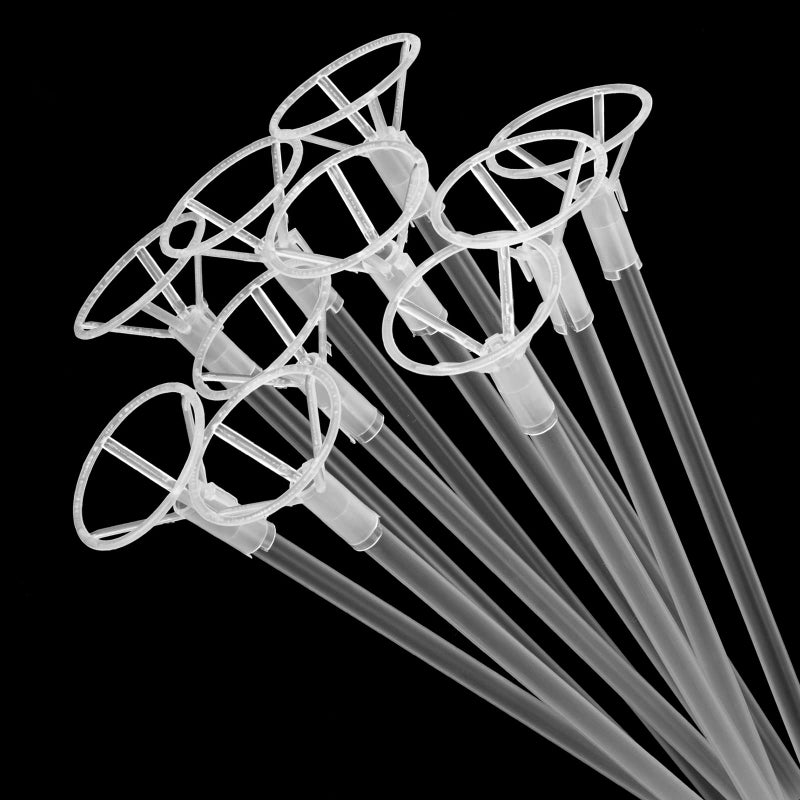 RUBFAC 50pcs Balloon Sticks with Cups, 16in Clear Bobo Balloon Holders Large and Long Balloon Stand for Large Birthday Graduation Wedding Party Decorations - Image 1