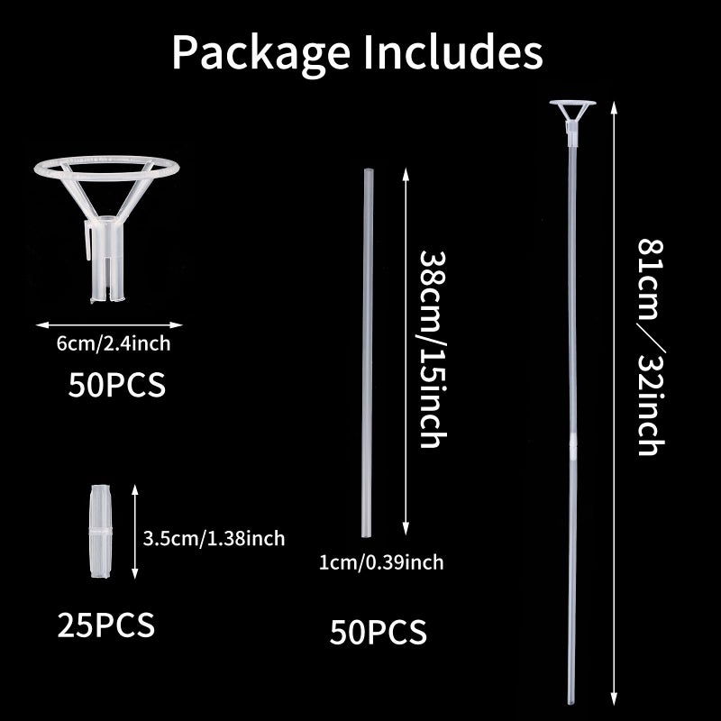 RUBFAC 50pcs Balloon Sticks with Cups, 16in Clear Bobo Balloon Holders Large and Long Balloon Stand for Large Birthday Graduation Wedding Party Decorations - Image 2