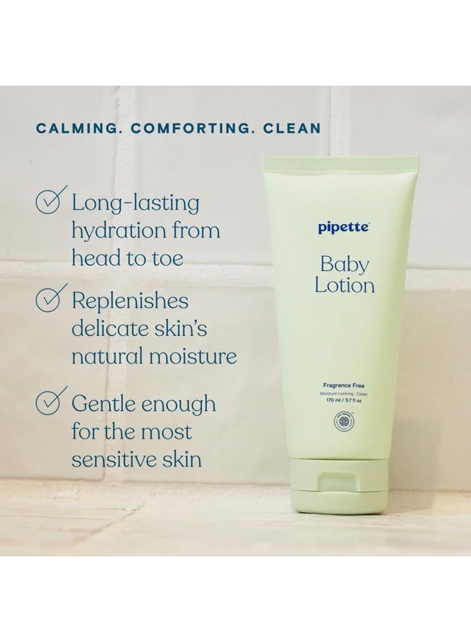 pipette Baby Lotion, Fragrance Free, Hydration & Natural Moisture of Baby's Delicate Skin, Made with Ceramides and Renewable Plant-Derived Squalane, 5.7 fl oz (Pack of 2) - Image 2