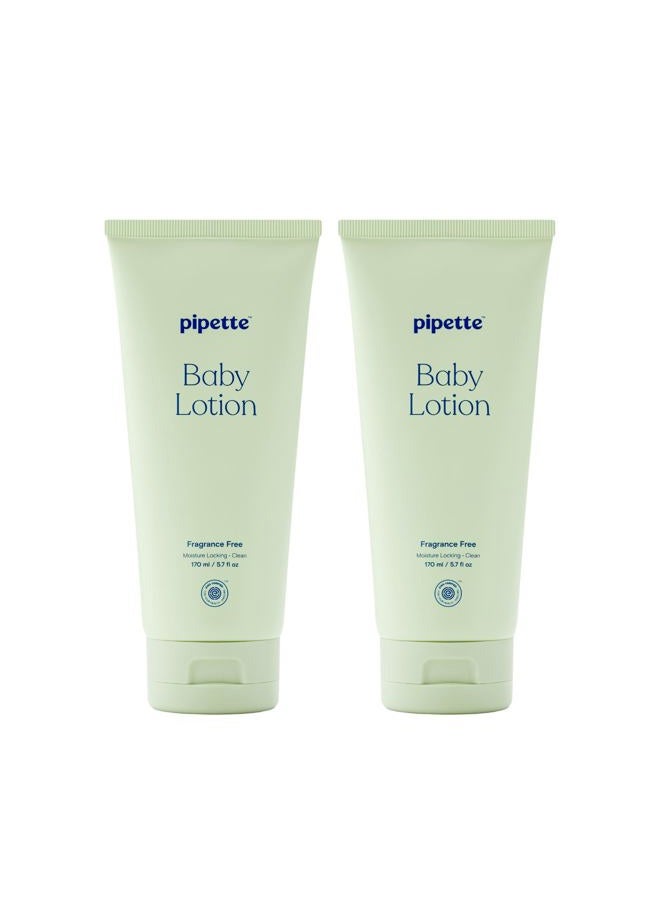 pipette Baby Lotion, Fragrance Free, Hydration & Natural Moisture of Baby's Delicate Skin, Made with Ceramides and Renewable Plant-Derived Squalane, 5.7 fl oz (Pack of 2) - Image 1