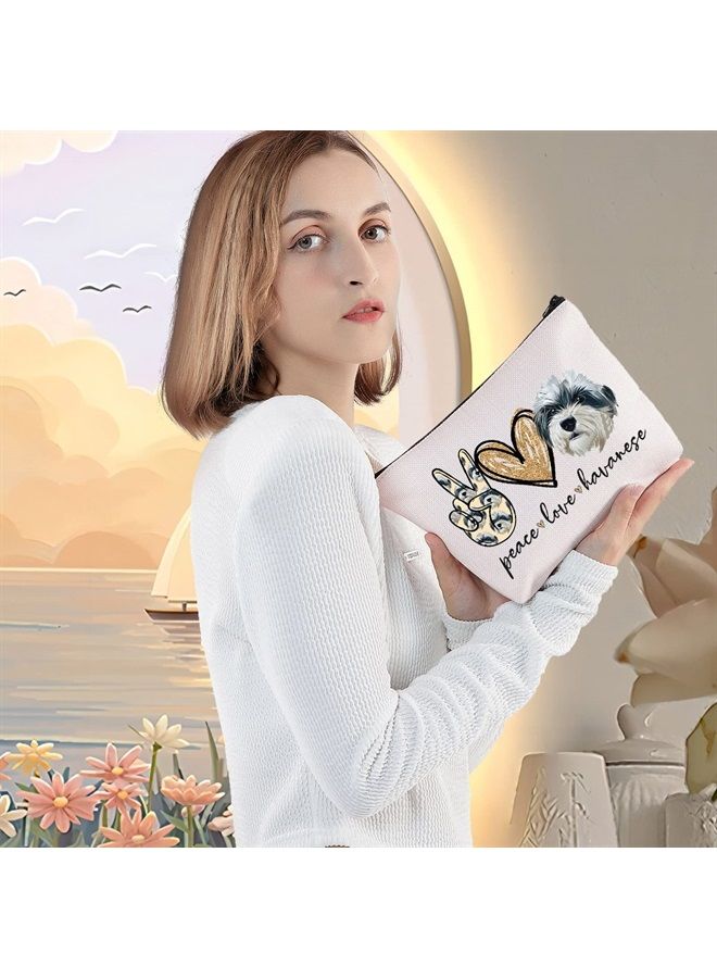 LEVLO Havanese Dog Cosmetic Make Up Bag Dog Lover Gift Peace Love Havanese Make Up Zipper Pouch Bag For Dog Owner (Peace Havanese) - Image 5