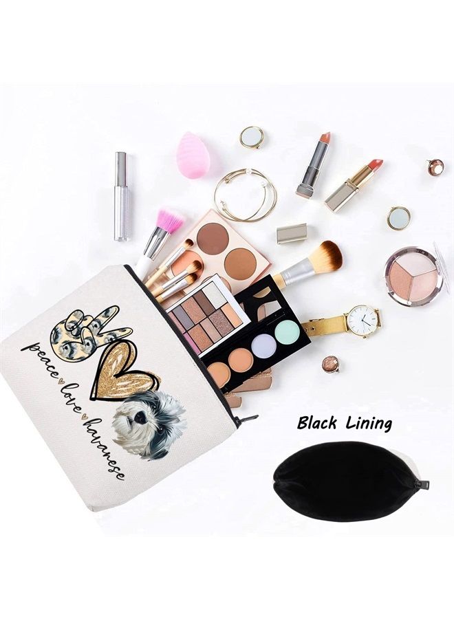 LEVLO Havanese Dog Cosmetic Make Up Bag Dog Lover Gift Peace Love Havanese Make Up Zipper Pouch Bag For Dog Owner (Peace Havanese) - Image 3