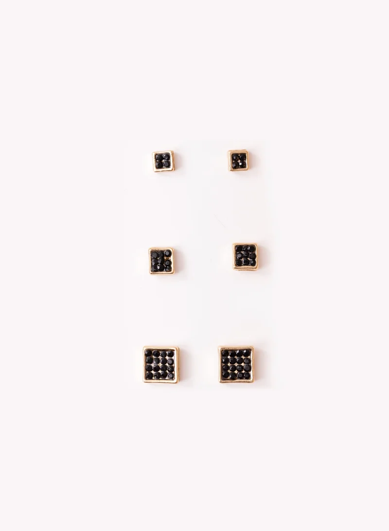 AMICA Pack of 3 Square Stud Earrings