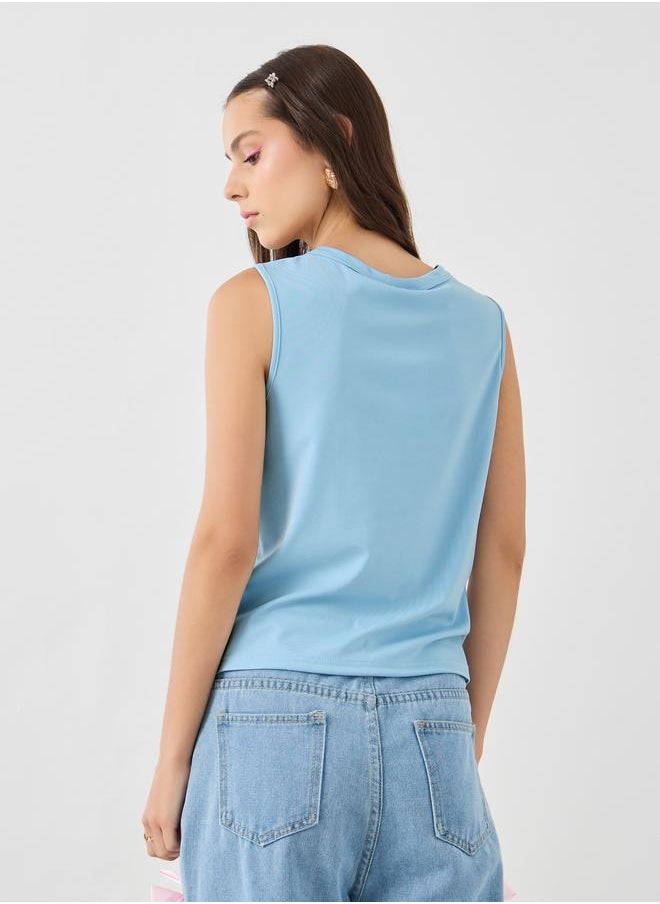 Take Two Take Two Solid Sleeveless Round Neck Top  - Image 4