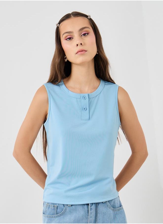 Take Two Take Two Solid Sleeveless Round Neck Top  - Image 1