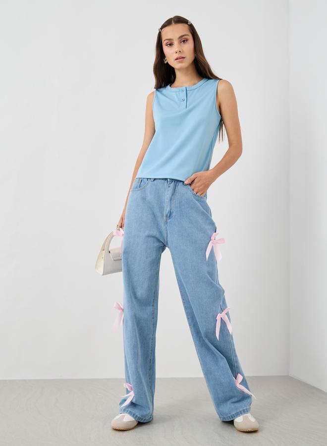 Take Two Solid Sleeveless Round Neck Top - Image 2