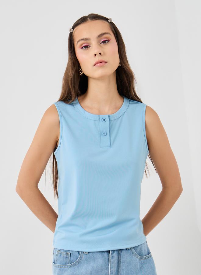 Take Two Solid Sleeveless Round Neck Top - Image 1