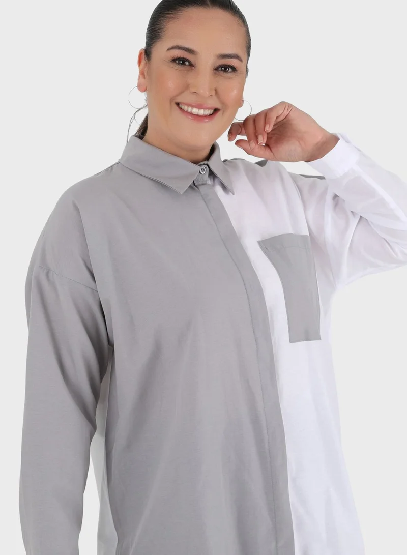 Alia by modanisa Contrast Pocket Detail Tunic