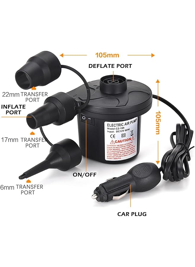 X spring Electric Air Pump Portable High Power Air Pump With 3 Nozzles Fast Inflation For Air Mattress And Pool Floats Multi Purpose Air Compressor For Camping Travel And Home Use - Image 2