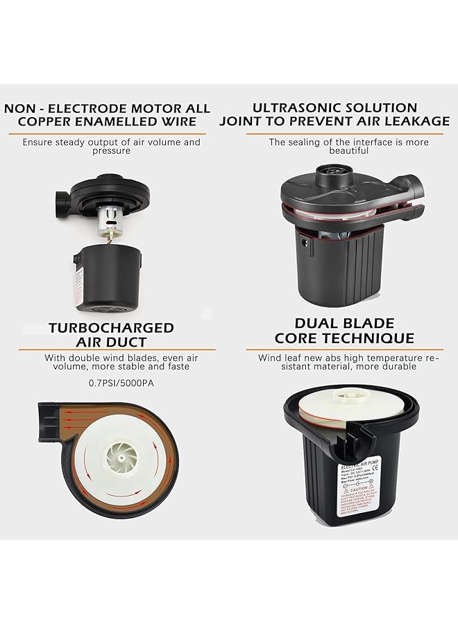 X spring Electric Air Pump Portable High Power Air Pump With 3 Nozzles Fast Inflation For Air Mattress And Pool Floats Multi Purpose Air Compressor For Camping Travel And Home Use - Image 5