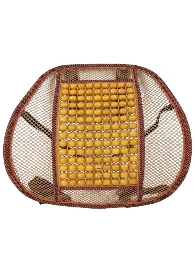 وسادة دعم قطنية مريحة من الخرز الخشبي للسيارة والمكتب وكراسي المنزل - مسند ظهر شبكي قابل للتهوية مع خرز تدليك وأشرطة قابلة للتعديل وإطار فولاذي - دعم للظهر 40 × 33 سم لتخفيف الألم وتصحيح الوضع - Image 1