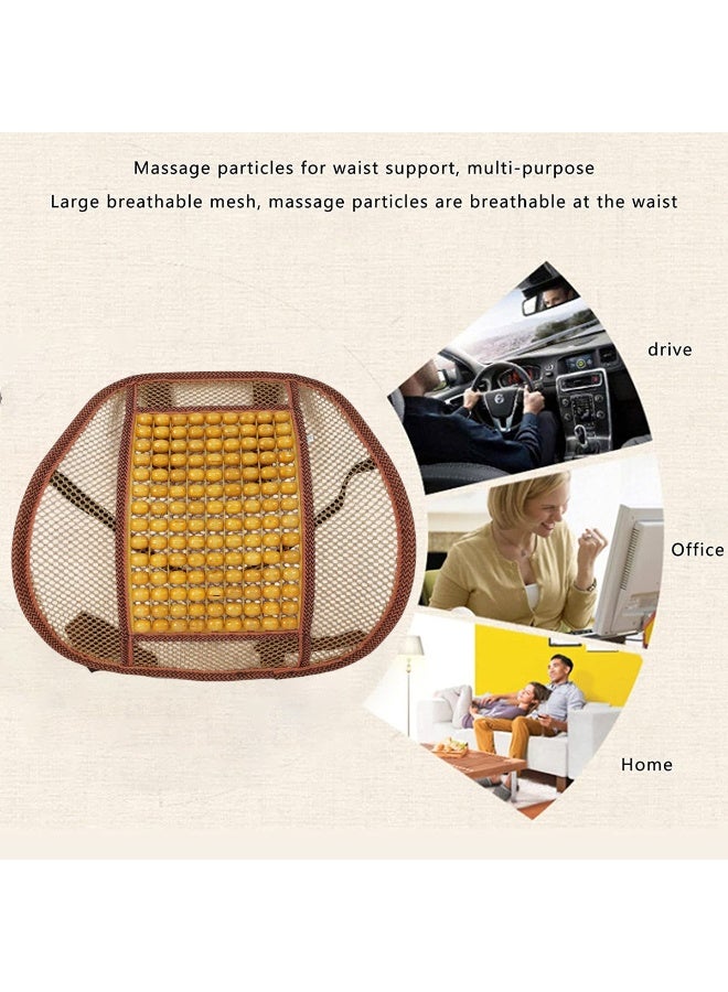 وسادة دعم قطنية مريحة من الخرز الخشبي للسيارة والمكتب وكراسي المنزل - مسند ظهر شبكي قابل للتهوية مع خرز تدليك وأشرطة قابلة للتعديل وإطار فولاذي - دعم للظهر 40 × 33 سم لتخفيف الألم وتصحيح الوضع - Image 5