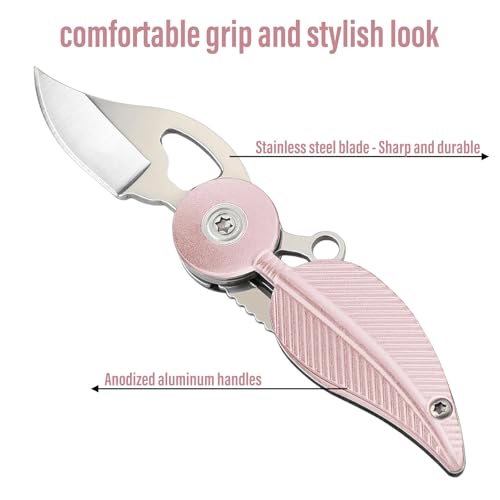 Coowolf Small Folding Pocket Knife for Womens – Compact Mini Box Cutter for Daily Cutting Mail, Packages, Ropes, Tapes, Lightweight and Practical EDC Gadgets Pink - Image 4
