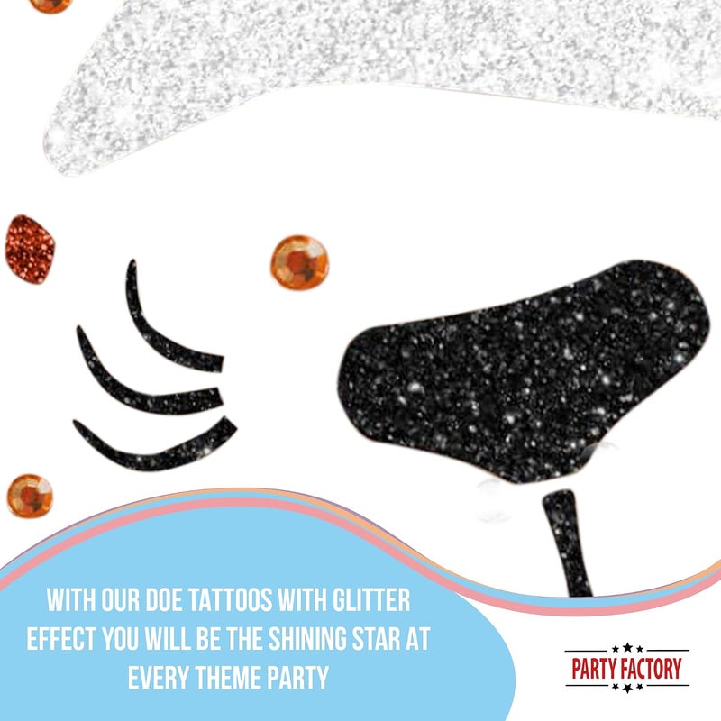 Party Factory Local available supply Face Tattoo Deer Temporary Glitter Face Tattoo for Theme Party, Halloween & Carnival, Children & Adults Priority based order prep - Image 5