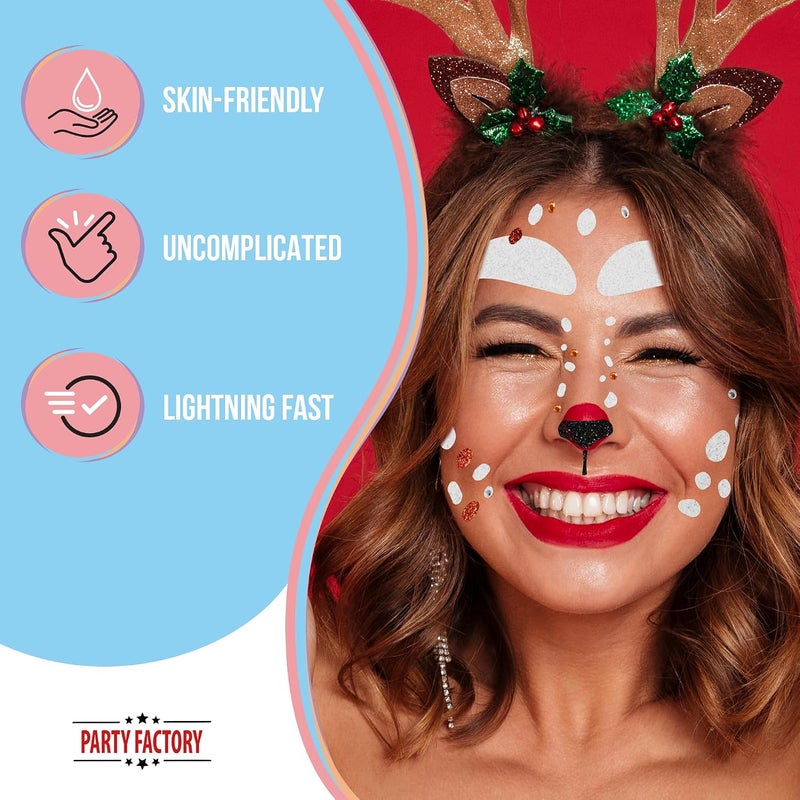 Party Factory Local available supply Face Tattoo Deer Temporary Glitter Face Tattoo for Theme Party, Halloween & Carnival, Children & Adults Priority based order prep - Image 4