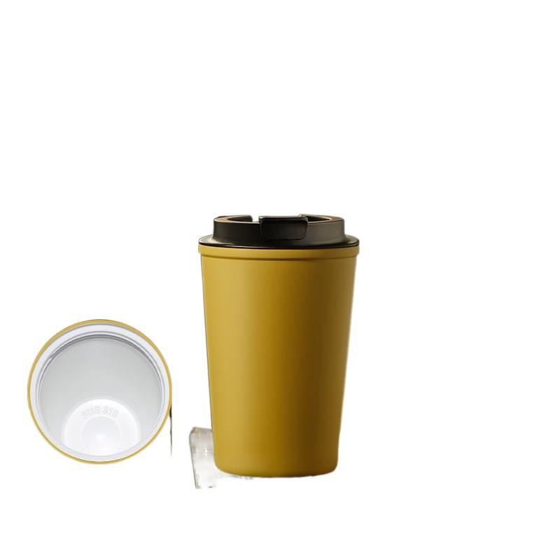 كوب قهوة للسفر من ستانلس ستيل مع بطانة خزفية، 350 ml، أصفر من الستانلس ستيل للهدايا للاستخدام الشخصي للتخزين العملي - Image 1