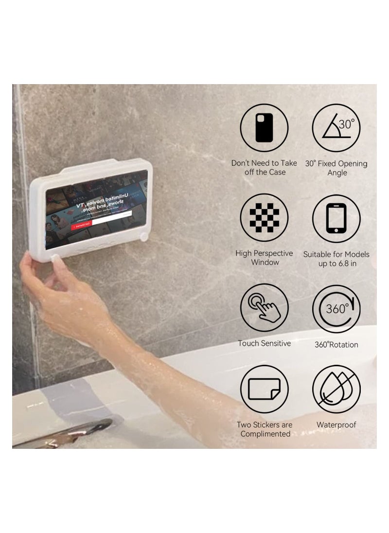 Y&D Waterproof Shower Cell Phone Holder, Sensitivity Touch Screen Anti-Fog Wall Mount for Bathroom Bathtub Compatible with 4" - 7" Phones  - Image 3