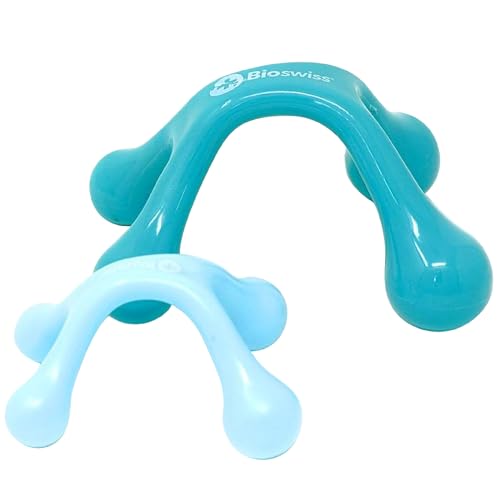 BioSwiss بيوسويس 2 حزمة جهاز تدليك كامل الجسم 4 أرجل أداة تدليك يدوية لنقاط الضغط للظهر والرقبة تدليك واحد كبير وآخر صغير