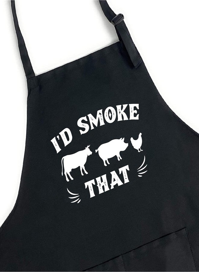 XBPDMWIN Funny Aprons for Men, I'd Smoke That Barbecue Grilling BBQ apron Smoker Gifts for Men - Image 2