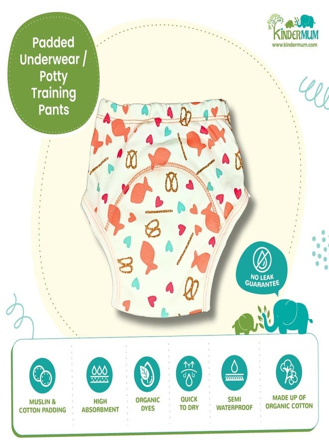 Kindermum, Training Pants, Quick-Dry Cotton Padded Underwear, Organic Dyes, Semi-Waterproof Shell, 4-Layer Absorbency, Pack of 2, Size L (11-14 Kg Kids) Aged 12-18 Months - Image 3
