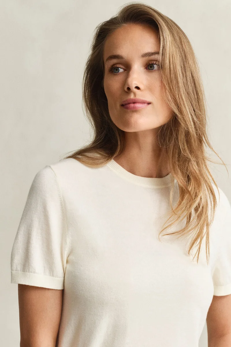غانت Lightweight Knit Short Sleeve Crew Neck