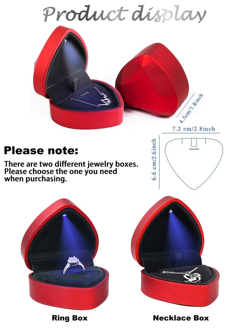 Heart Shaped Jewellry Box with LED Light, Velvet Earrings Jewelry Case with Light, Jewellry Display Box for Wedding, Engagement, Proposal, Birthday and Anniversary Gift Box Ring Box Necklace Box  - Image 2