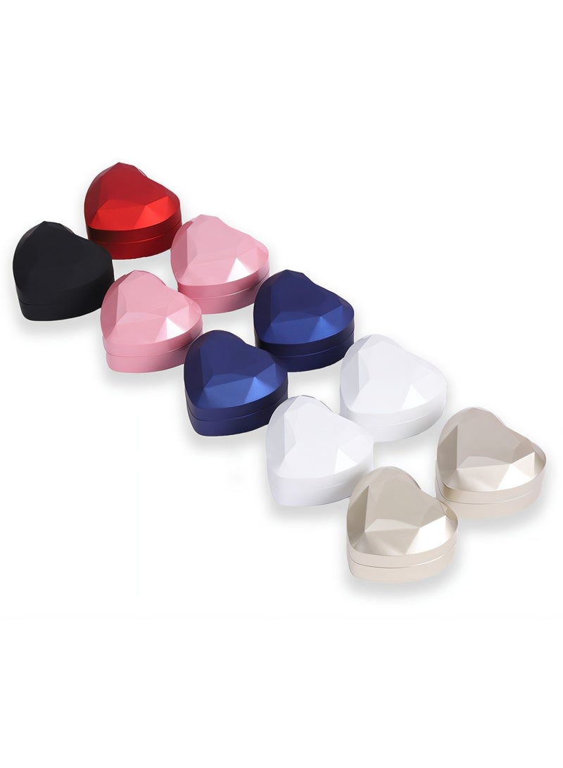 Heart Shaped Jewellry Box with LED Light, Velvet Earrings Jewelry Case with Light, Jewellry Display Box for Wedding, Engagement, Proposal, Birthday and Anniversary Gift Box Ring Box Necklace Box  - Image 5