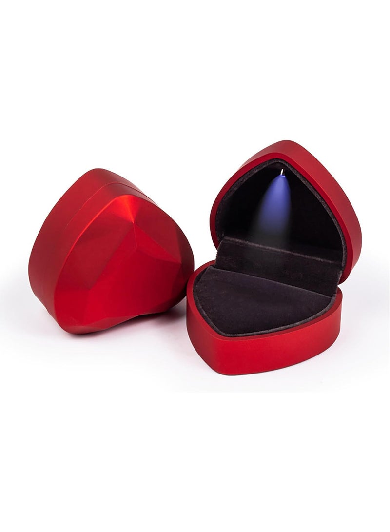 Heart Shaped Jewellry Box with LED Light, Velvet Earrings Jewelry Case with Light, Jewellry Display Box for Wedding, Engagement, Proposal, Birthday and Anniversary Gift Box Ring Box Necklace Box  - Image 1